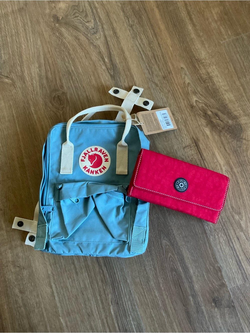 Bundle of NWT Fjallraven mini backpack  Kanken  & Red Kipling Wallet